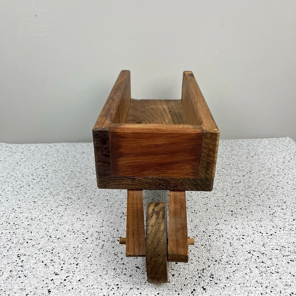 Vintage Handmade Wooden‎ Wheelbarrow I LOVE COWS Heart Trinket Shelf Accent